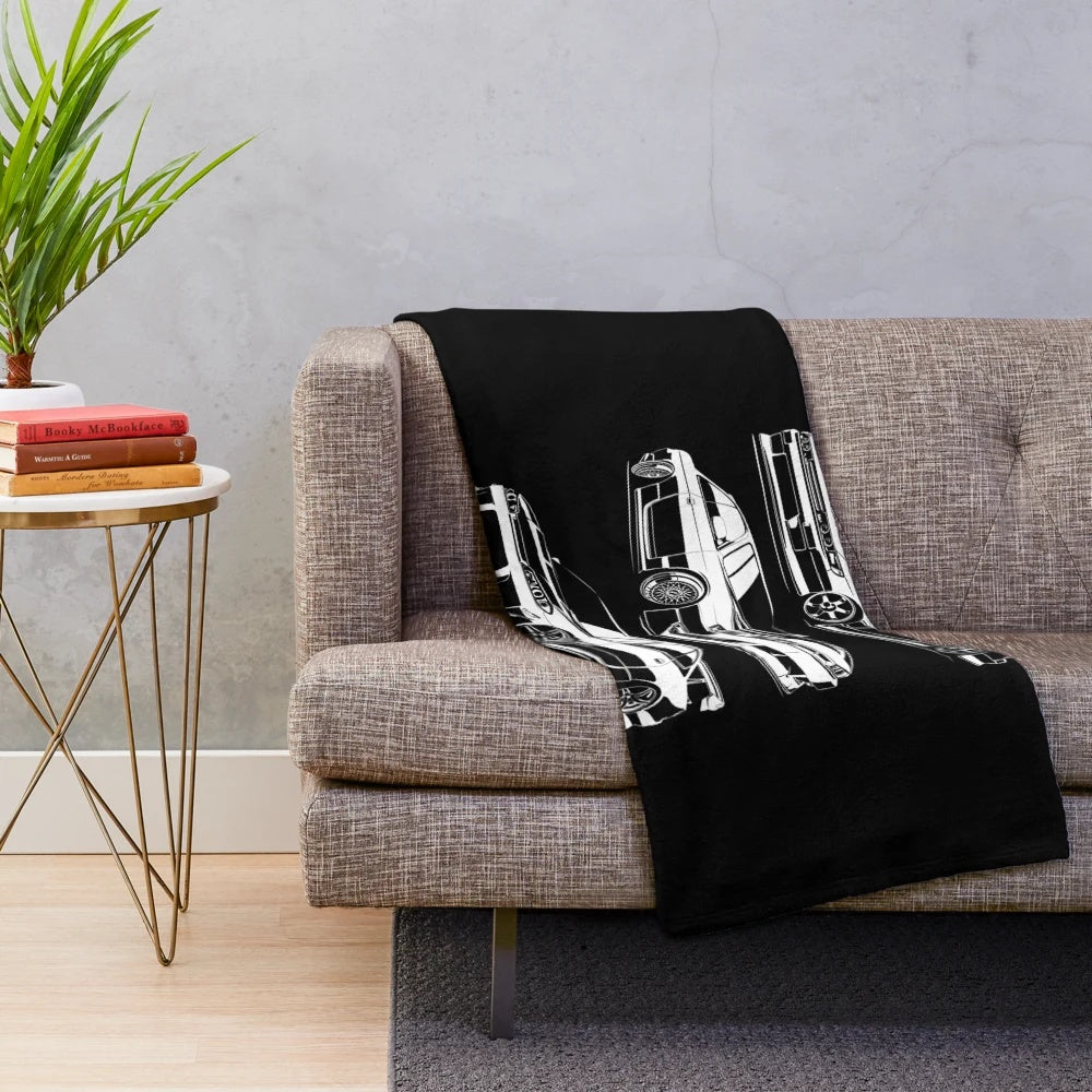 Soft and cozy plush blanket featuring the iconic Nissan Silvia sports car silhouette