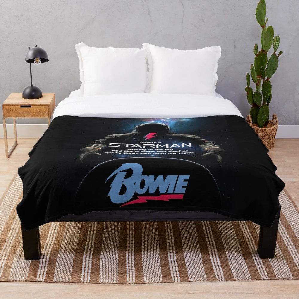 Starman plush blanket featuring iconic David Bowie imagery