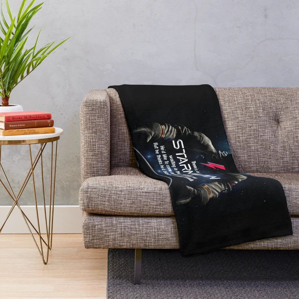 Starman plush blanket featuring iconic David Bowie imagery