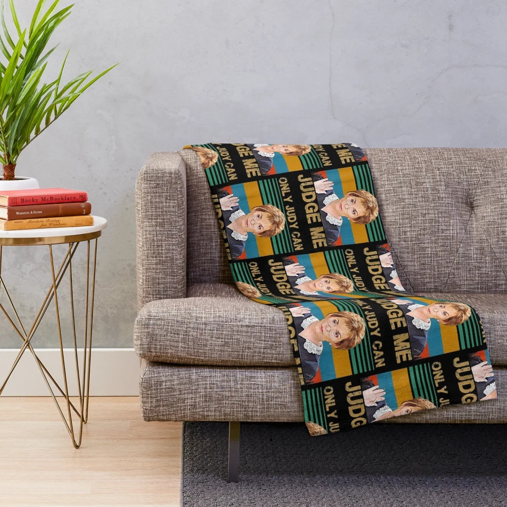 Retro vintage plush blanket with "Only Judy Can Judge Me" design