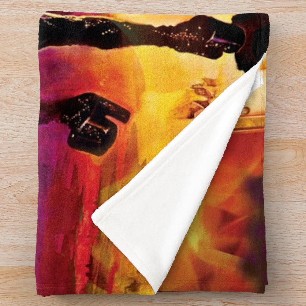 Rock band inspired Kiss the Band Destroyer design plush blanket