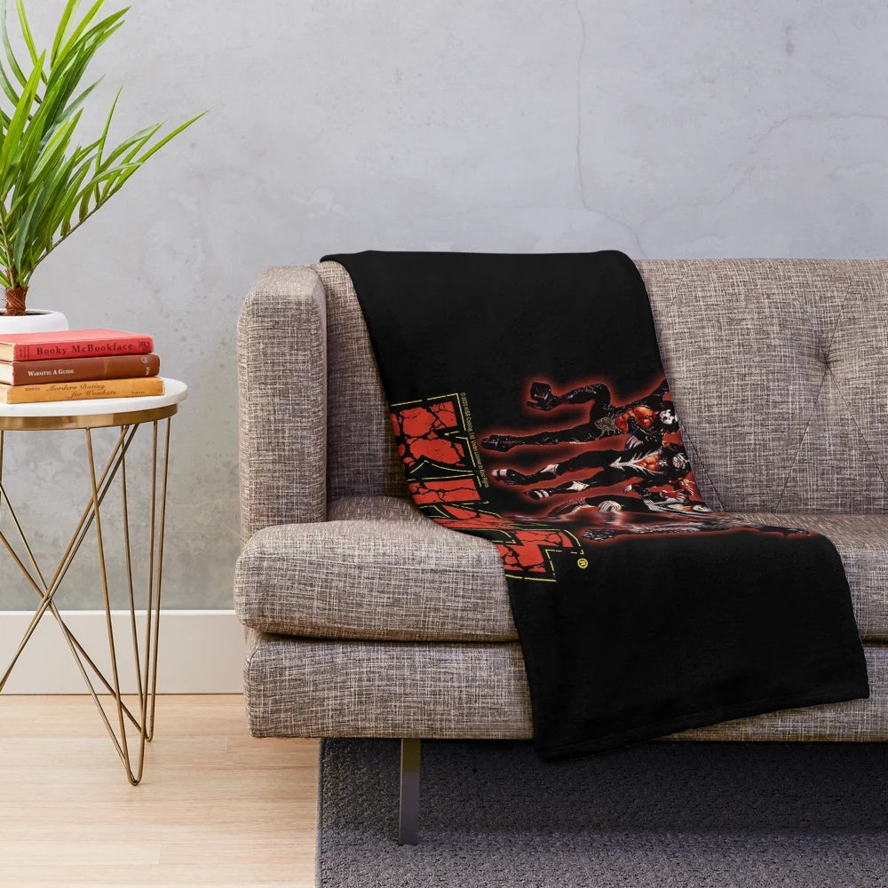 KISS band plush blanket featuring the iconic KISS logo and band members