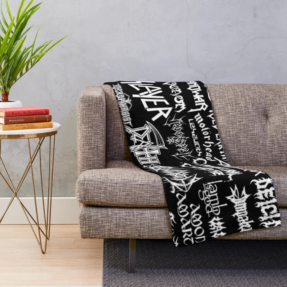 Heavy metal music-inspired plush blanket featuring the Winky Doodle design