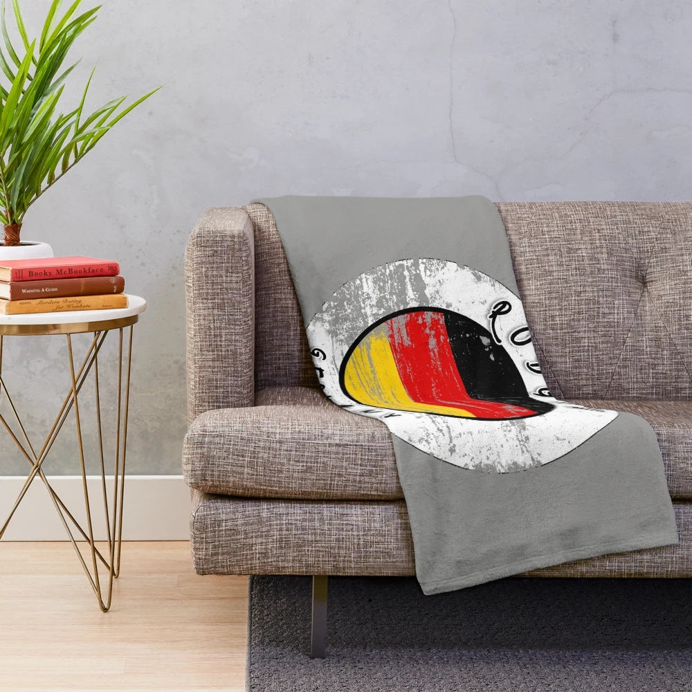 Rodgau Germany vintage style plush blanket featuring the German flag