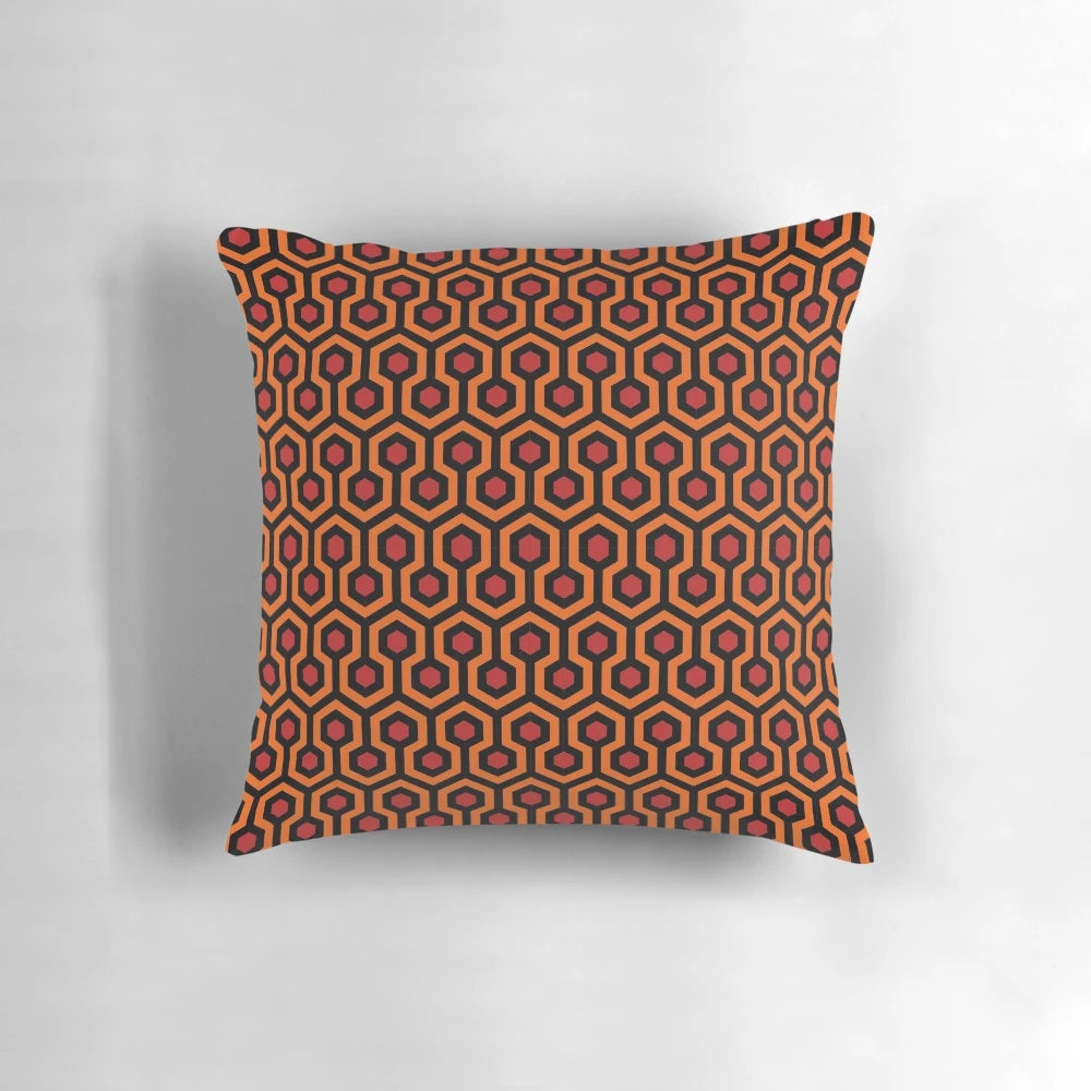 Room 237 inspired pillow featuring the iconic carpet pattern from Stanley Kubrick's horror classic, The Shining.