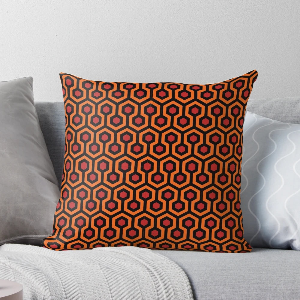 Room 237 inspired pillow featuring the iconic carpet pattern from Stanley Kubrick's horror classic, The Shining.