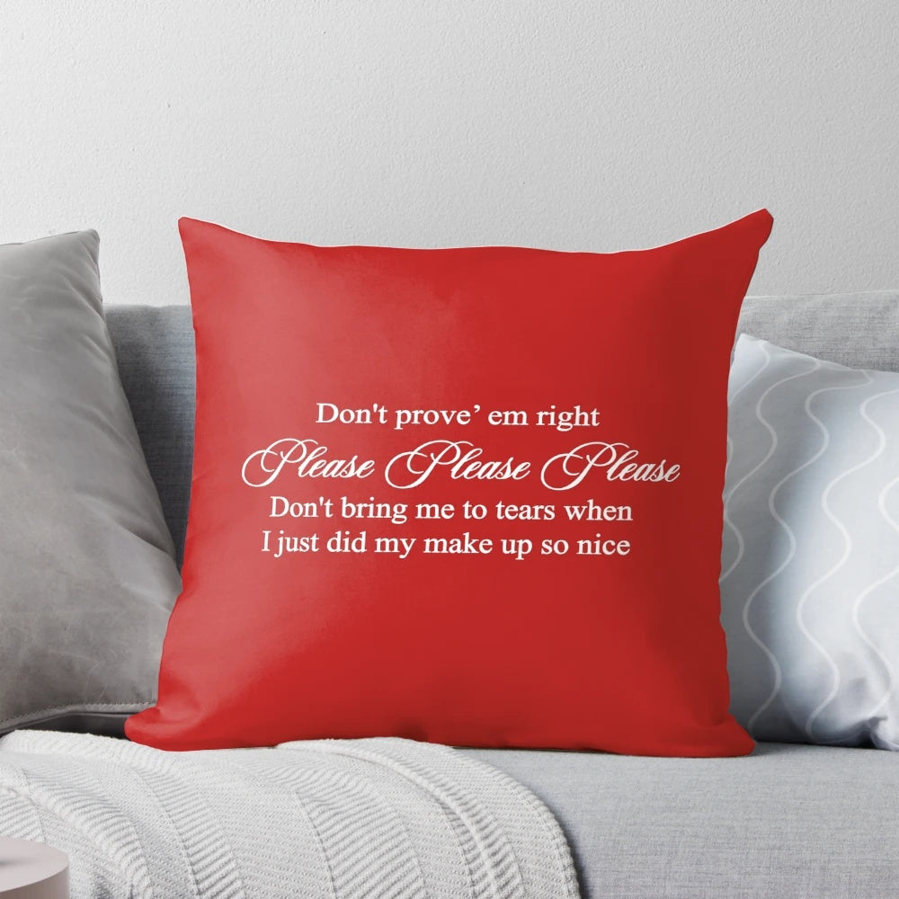 Soft and cozy pillow featuring the lyrics from Sabrina Carpenter's hit song "Emails I Can't Send