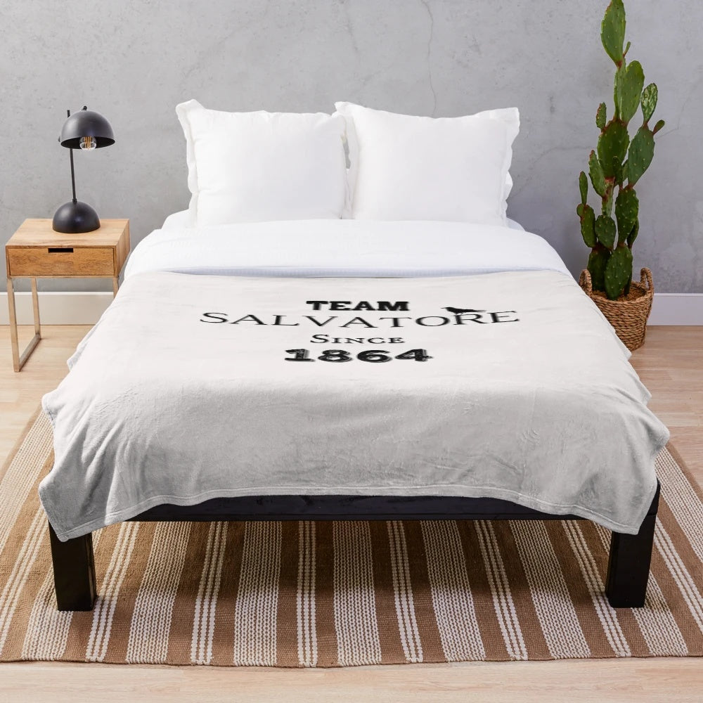 Plush blanket featuring the Salvatore brothers from The Vampire Diaries