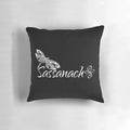 Sassenach pillow featuring the Fraser clan tartan and Gaelic text