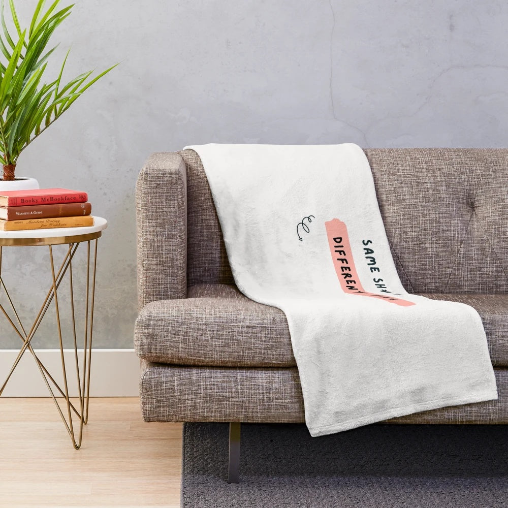 Sassy "Same Sh*t Different Day" plush blanket in pink and black