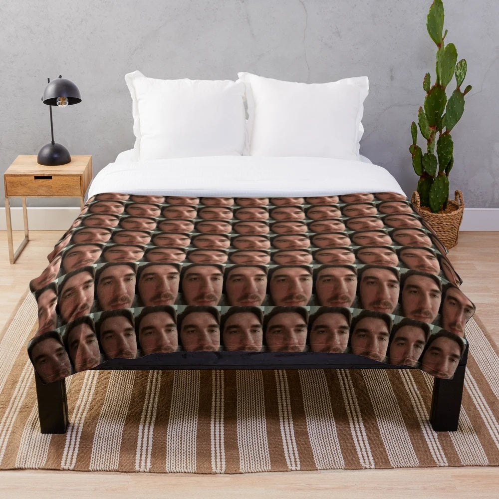 Schlatt-inspired plush blanket featuring the Schlatt and Schlanket design