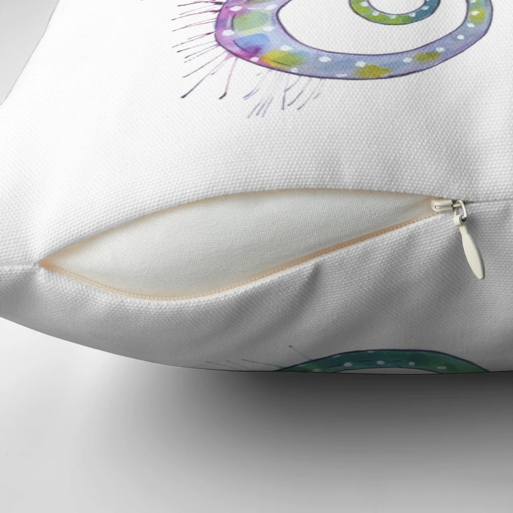 Vibrant watercolor seahorse design on a plush pillow, perfect for adding a touch of the sea to any space.
