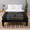 Skyline R32 inspired plush blanket with blueprint design