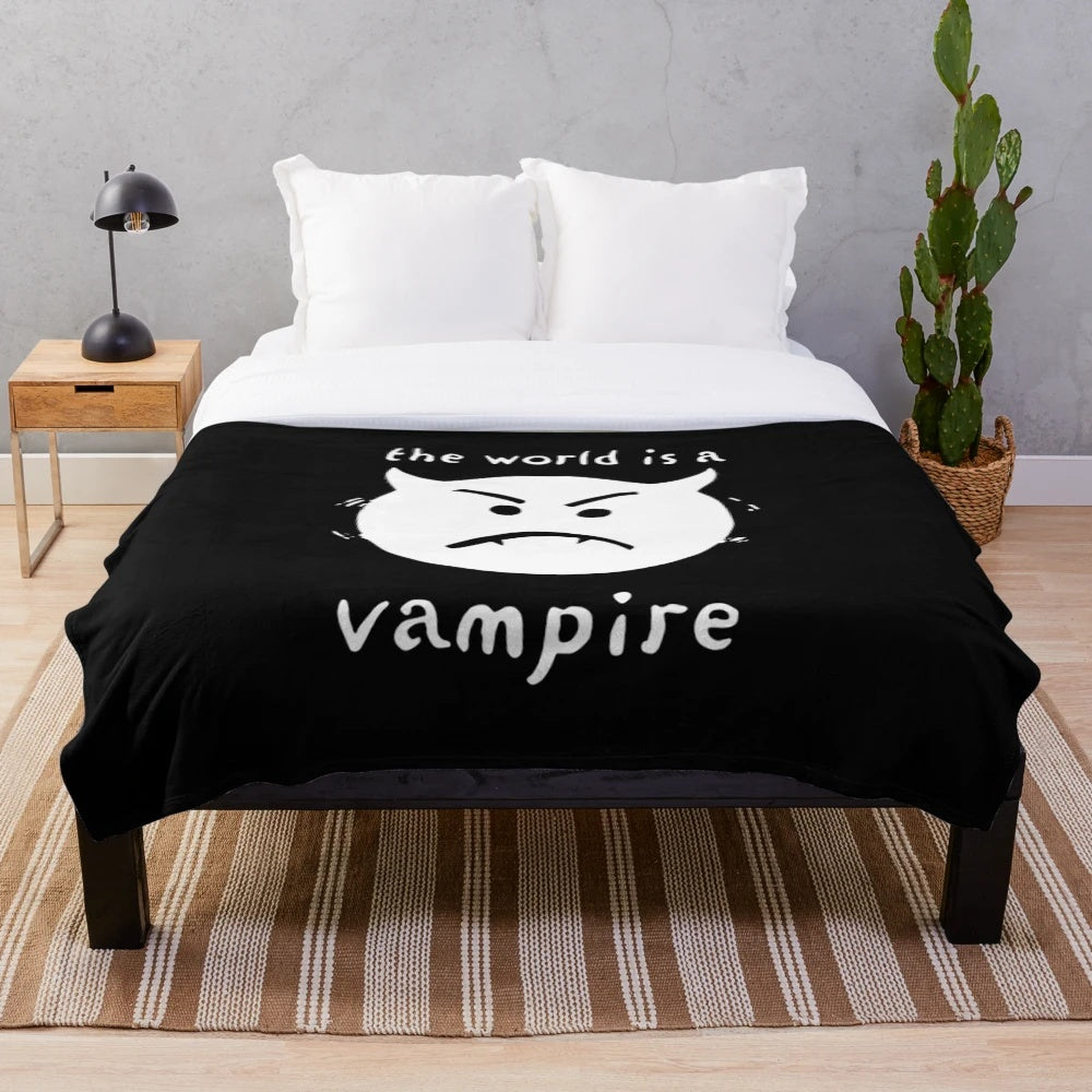 Smashing Pumpkins inspired plush blanket featuring a gothic 'The World is a Vampire' design