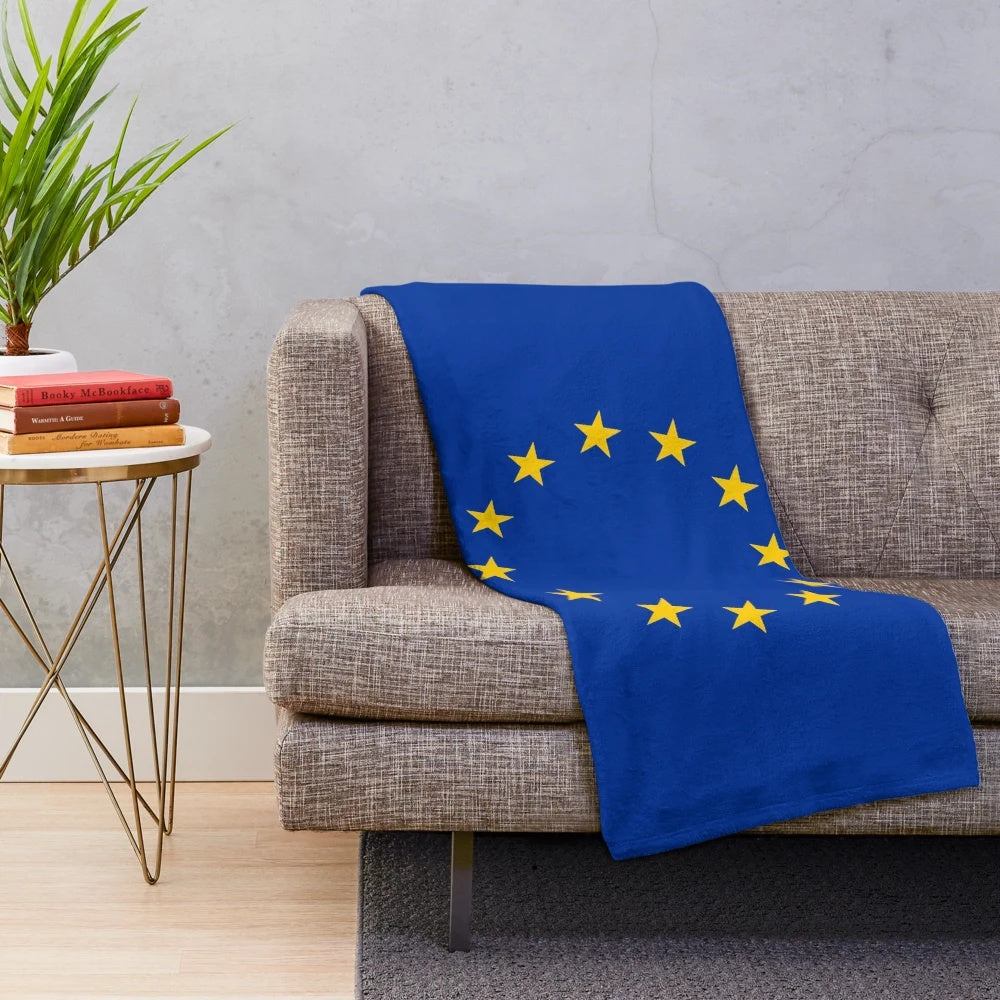 Soft European Union plush blanket with EU flag design