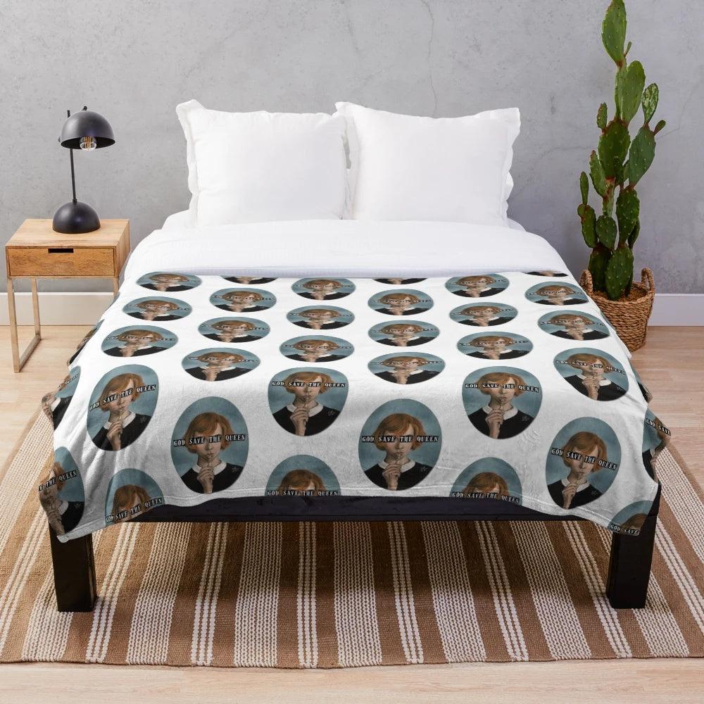Plush blanket with chess motif from the Netflix series The Queen's Gambit