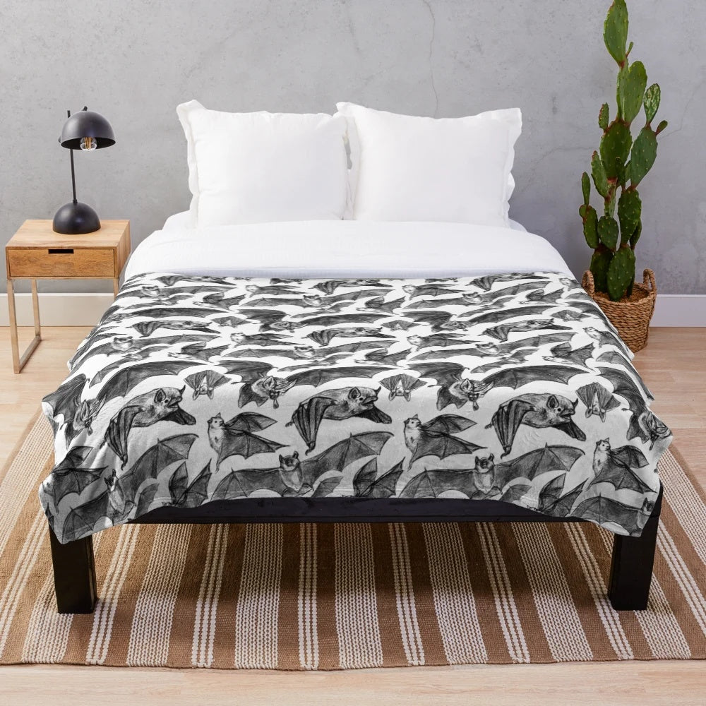Soft, plush bat pattern blanket for cozy, snuggly comfort