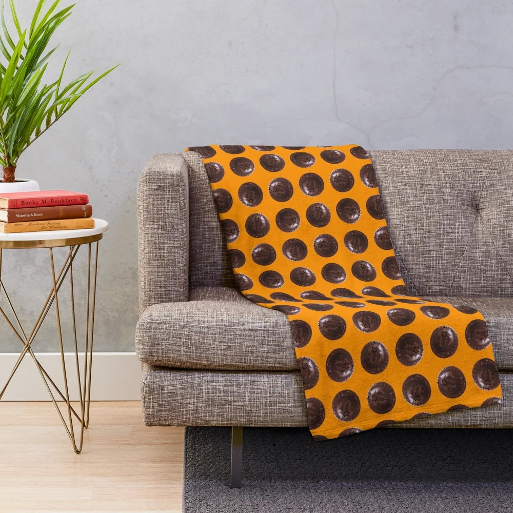 Soft and cozy small plush blanket featuring the beloved character Gerald the Jaffa Cake