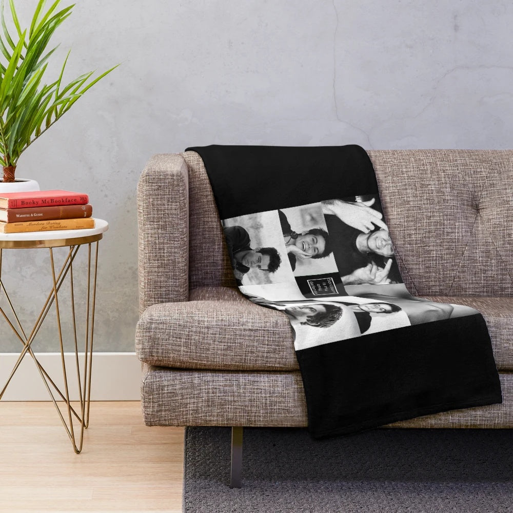 Dylan O'Brien inspired plush blanket with images of the actor and his popular TV show character Stiles