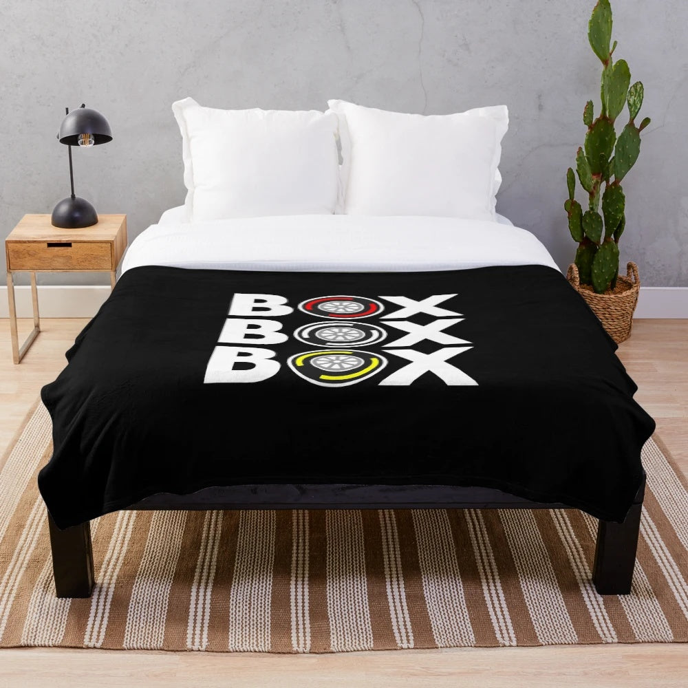 Formula 1 inspired plush blanket with racing car tyre compound design