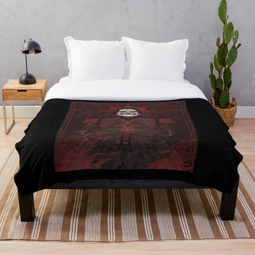 Ghost band inspired plush blanket with band logo and album references