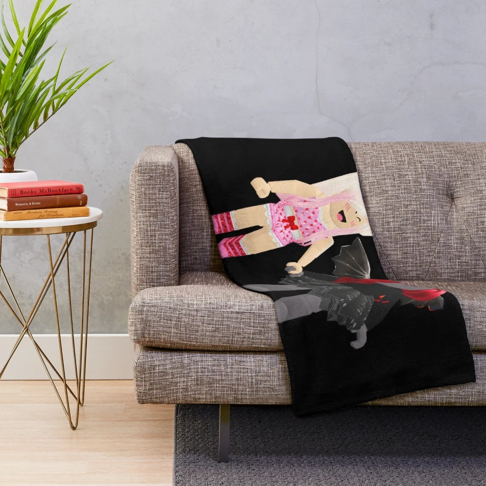Soft and fluffy plush blanket with iamsanna design for roblox and adopt me fans