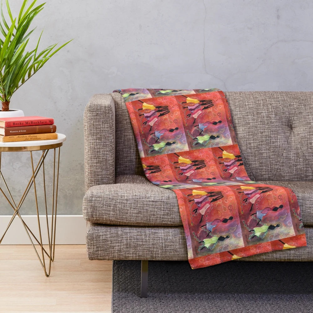 Pastel-colored plush blanket with floral design