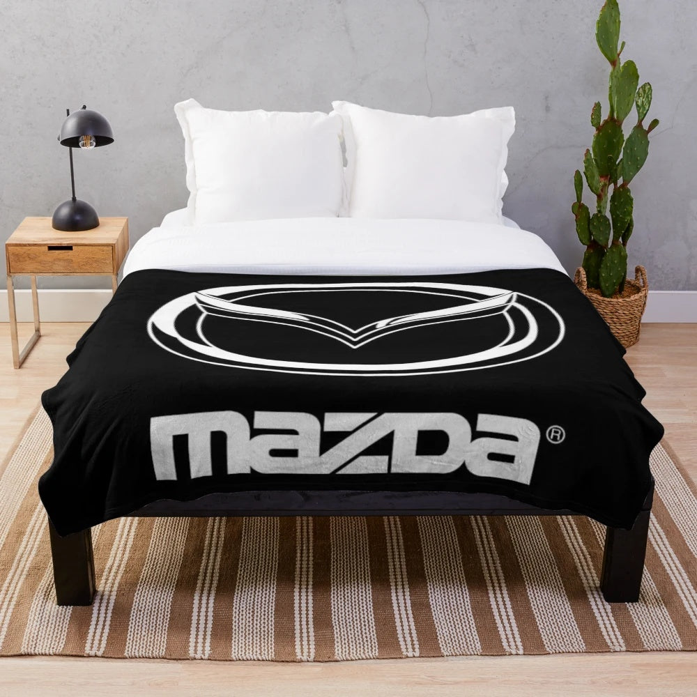 Mazda plush blanket with car logo design