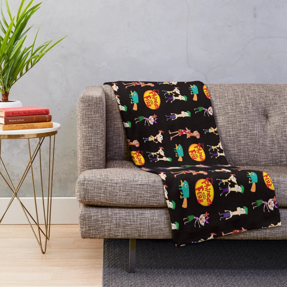 Phineas and Ferb inspired plush blanket for kids