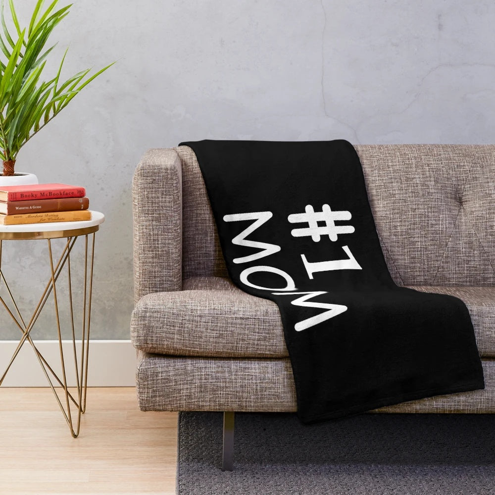 Soft and plush blanket with inspirational "Number 1 Mom" design