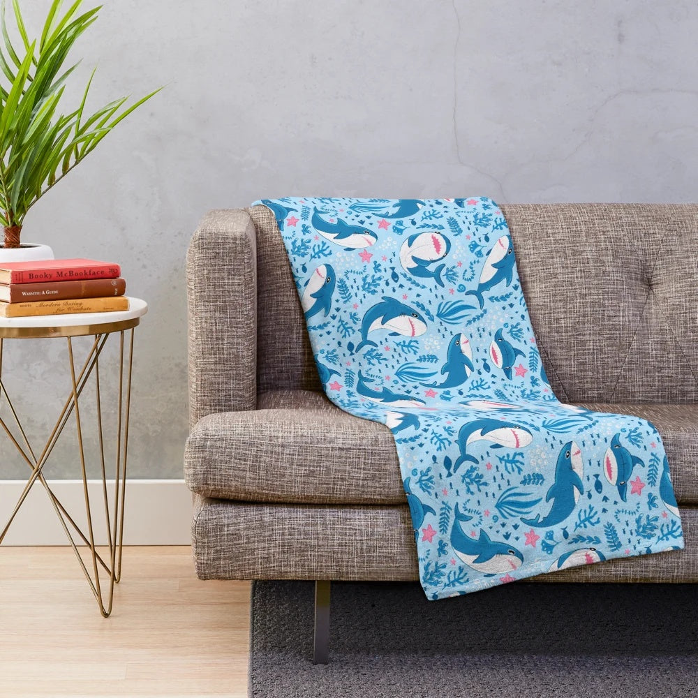 Blahaj shark-shaped plush blanket