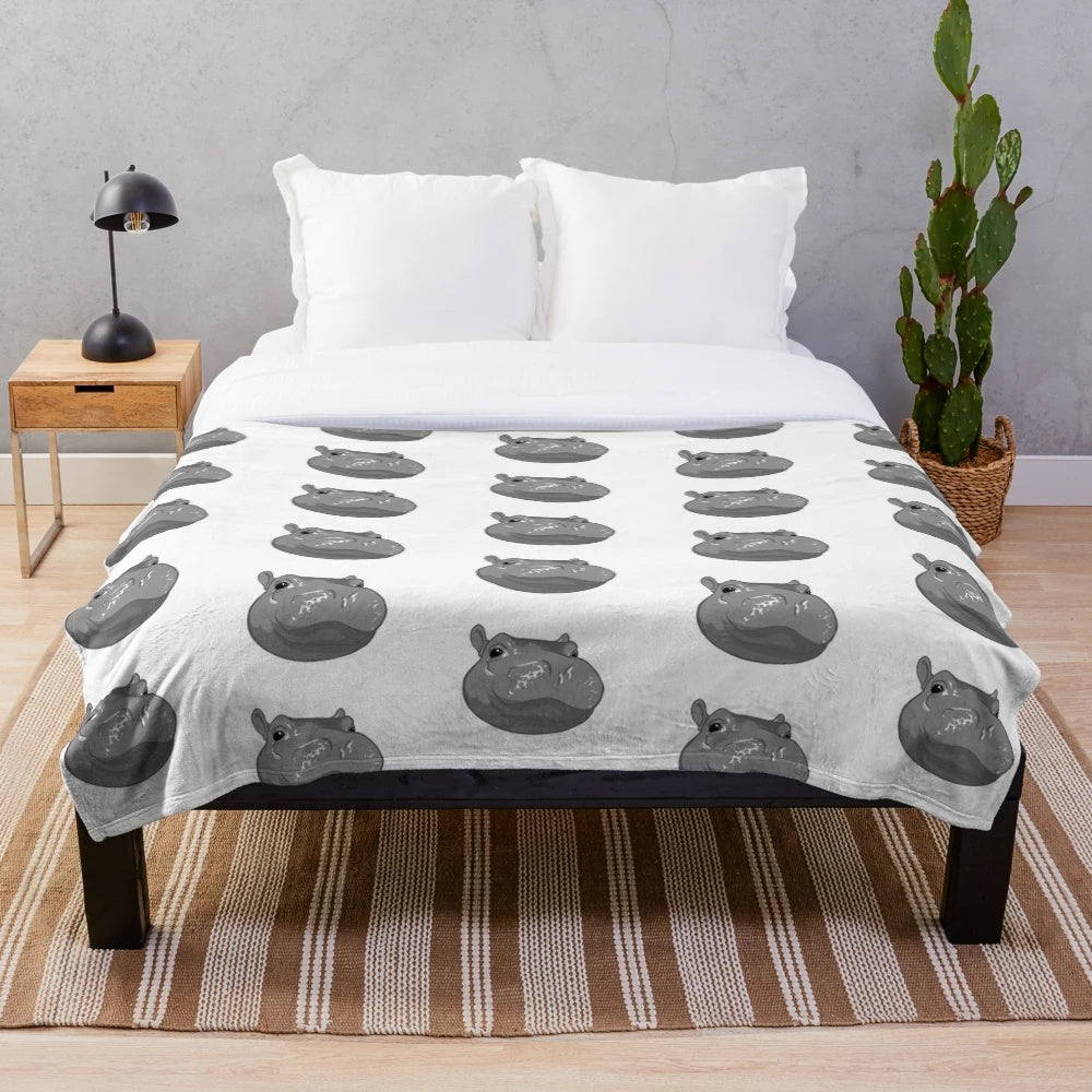 Soft and cozy hippo plush blanket featuring Fiona from the Cincinnati Zoo