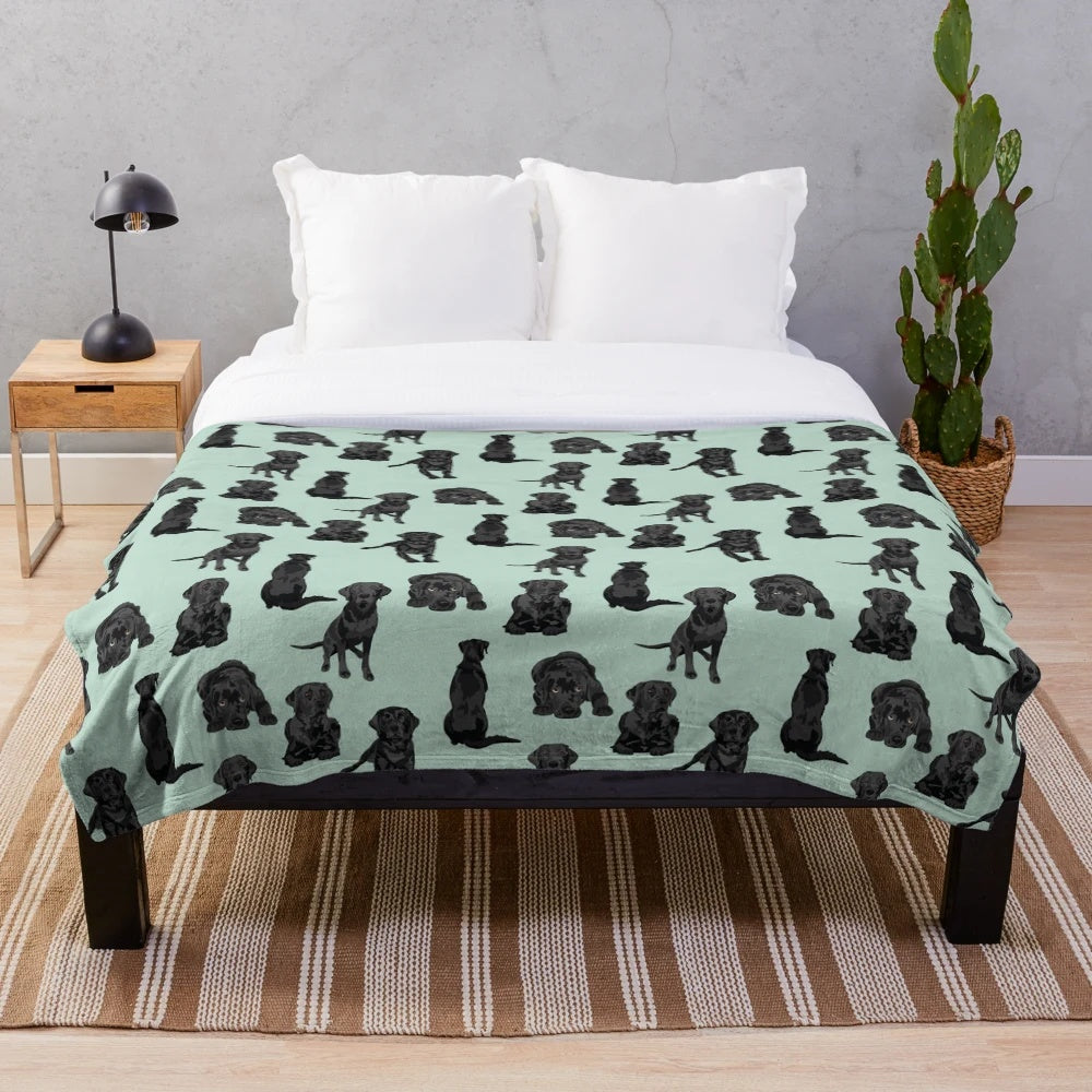 Soft black labrador retriever plush blanket