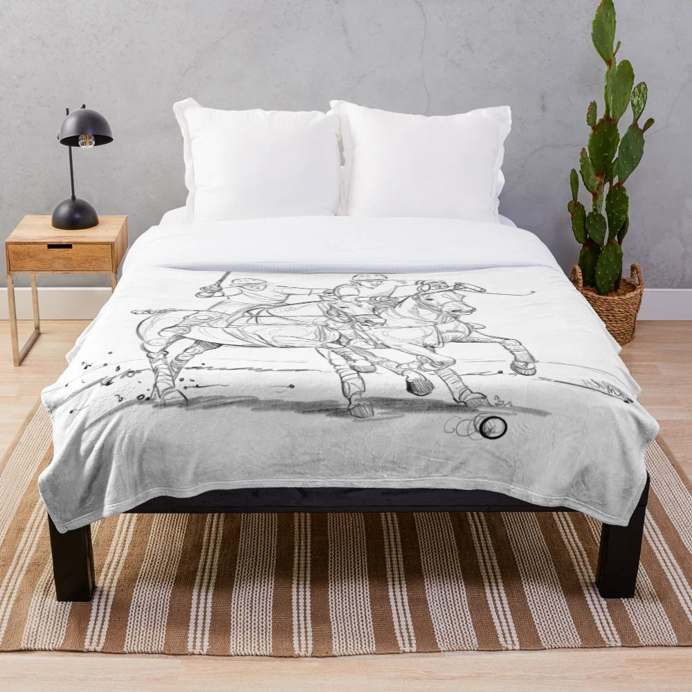 Polo Pursuit Plush Blanket - Soft and Cozy Plush Blanket for Horse Lovers and Sports Fans