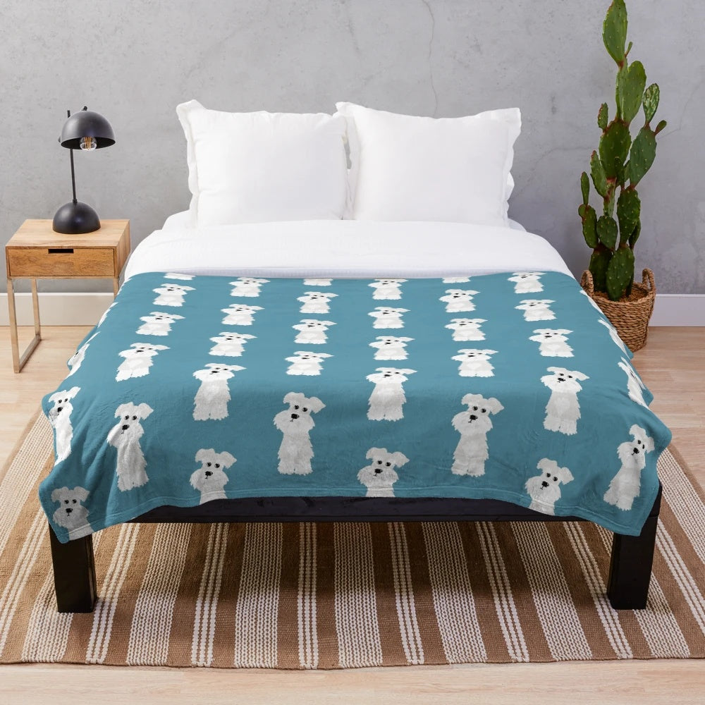 White Miniature Schnauzer Dog Plush Blanket