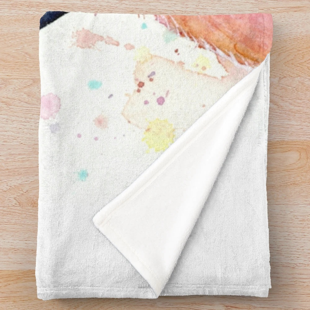 Flamingo watercolor plush blanket for home decor