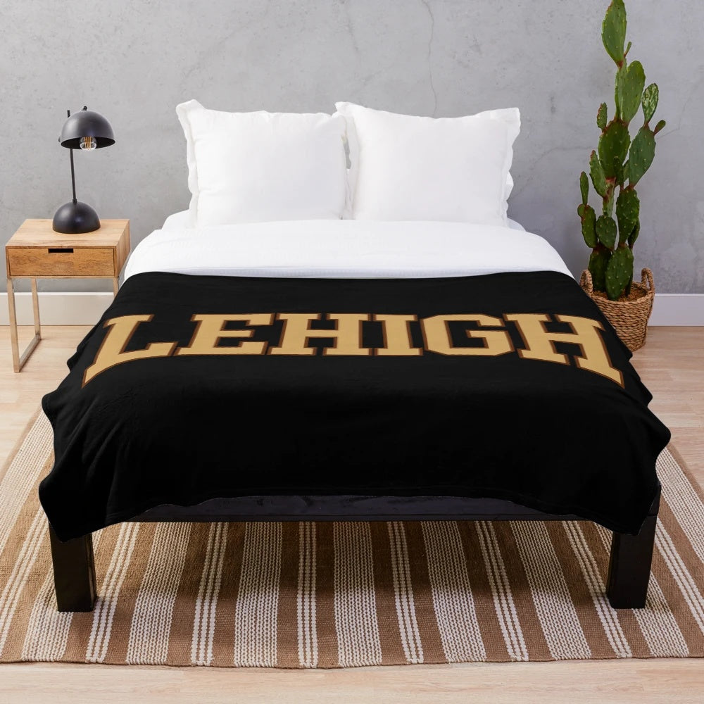 Soft plush blanket featuring Lehigh University inspired college font design