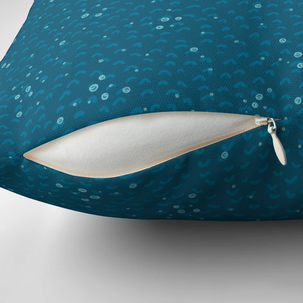 Ocean blue aqua water bubble vector pattern decorative pillow