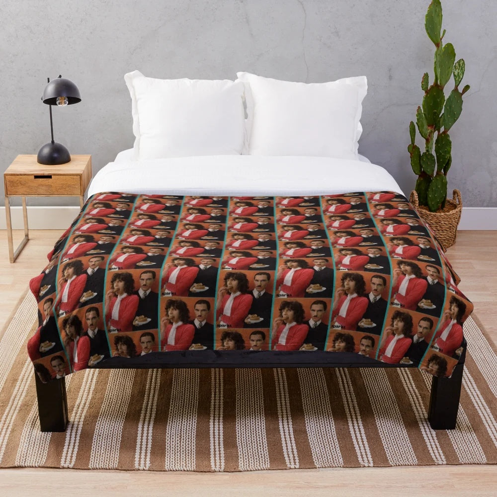 Sparks band-inspired plush blanket featuring Ron and Russell Mael
