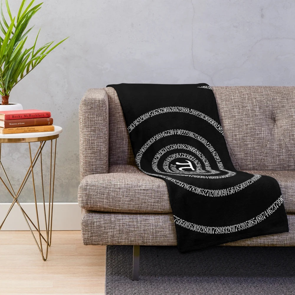 Spiral plush blanket featuring the pi symbol for math and geek enthusiasts