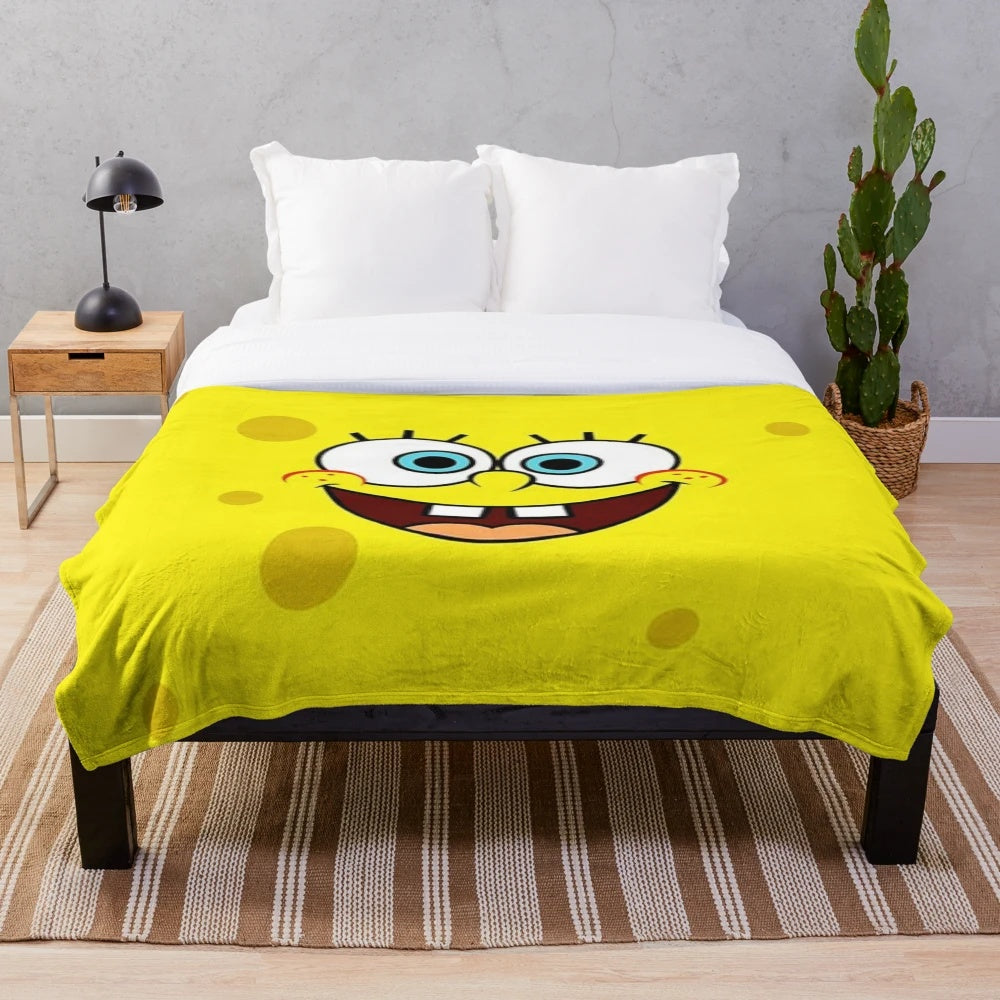 Spongebob Themed Plush Blanket - Soft and Cozy Bedding Decor