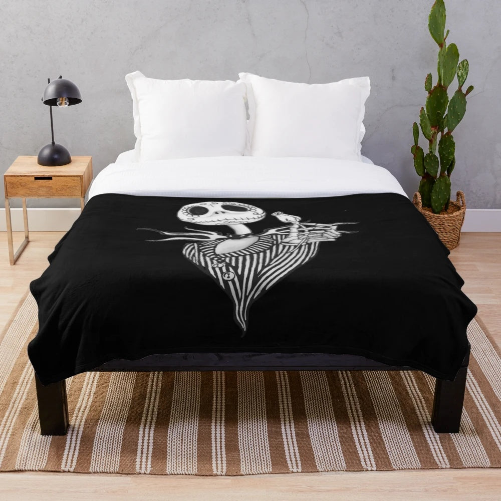 Jack Skellington sugar skull plush blanket