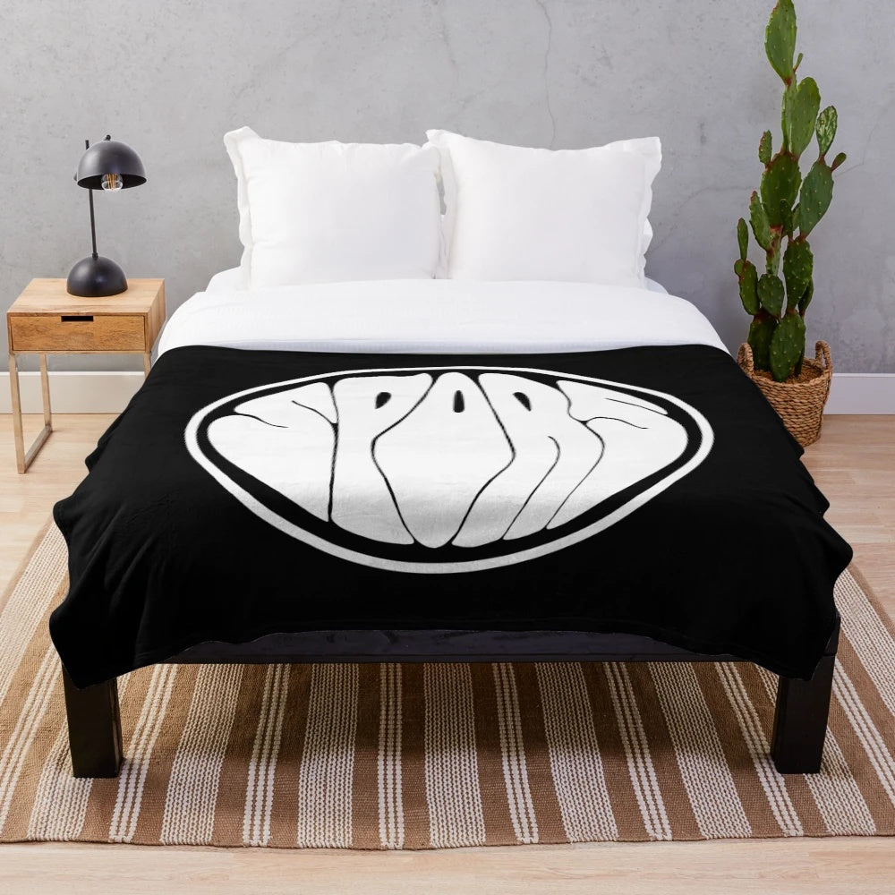 Spors band inspired plush blanket with psychedelic and metal elements