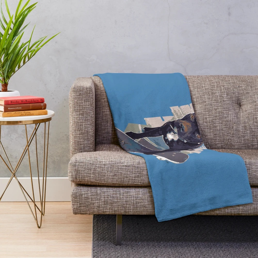 Staffy Dog Skater Themed Plush Blanket