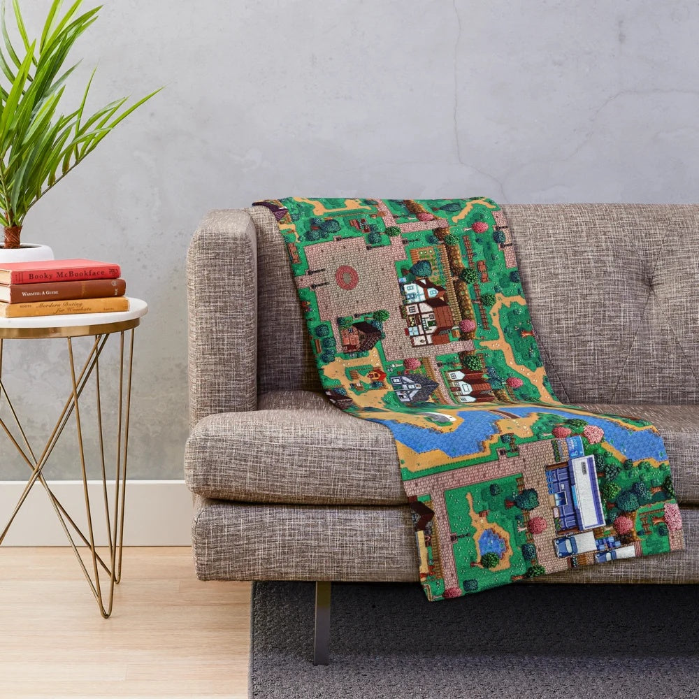 Stardew Valley town map plush blanket