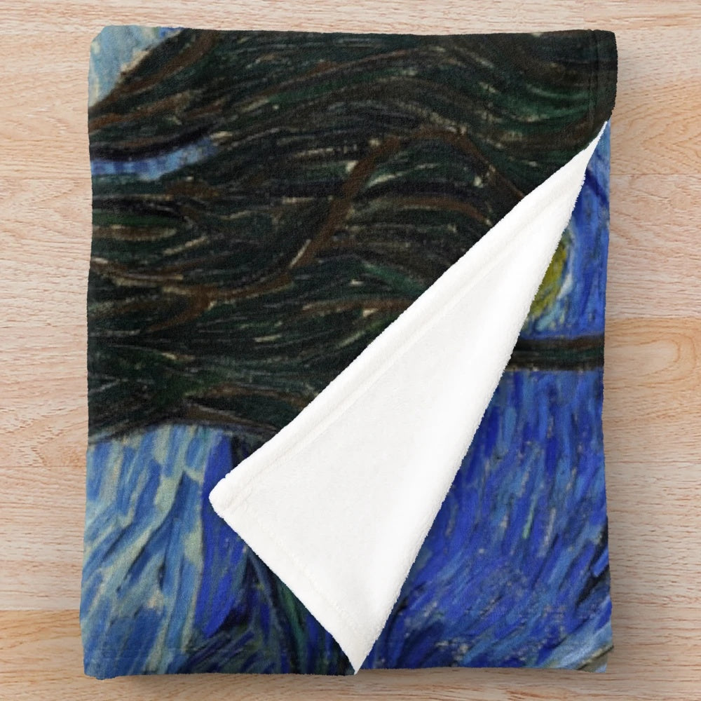 Plush blanket featuring The Starry Night painting by Vincent van Gogh