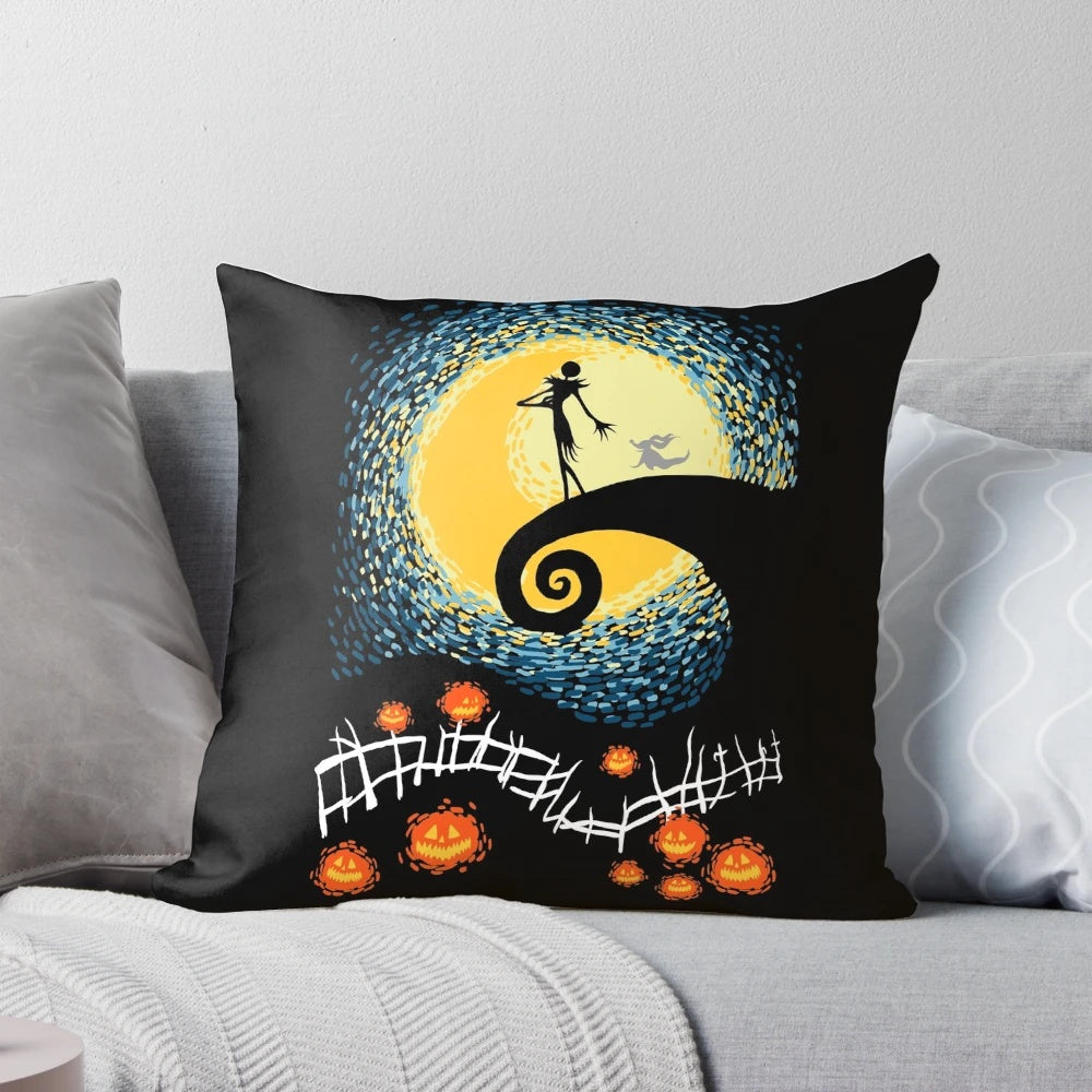 Starry night themed pillow featuring Jack Skellington from The Nightmare Before Christmas
