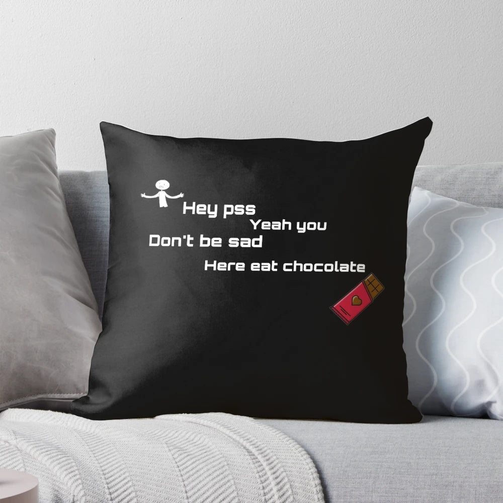 Stick man figure printed on a plush, comfortable pillow