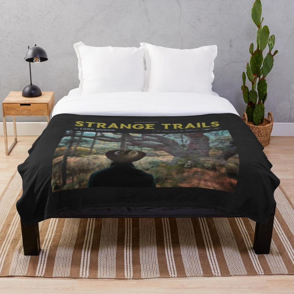Strange Trails inspired plush blanket with lord huron band and album art