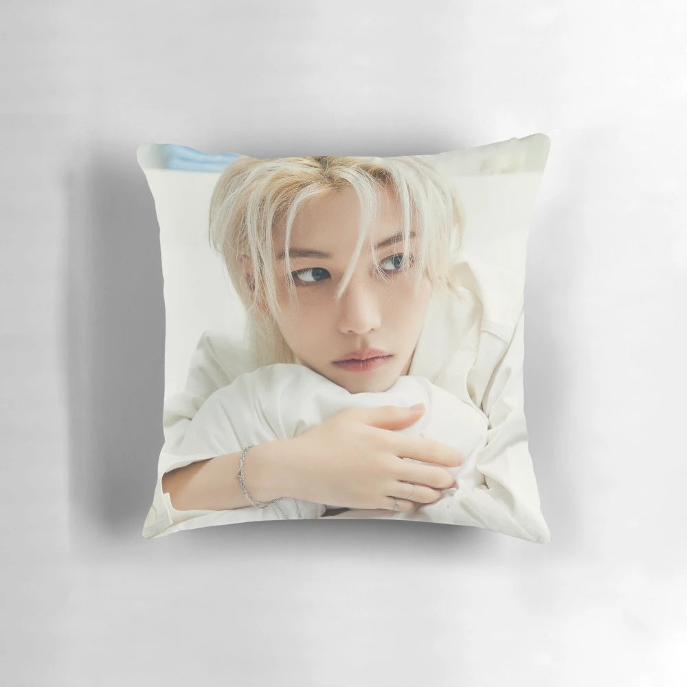 Stray Kids inspired 'Perfect Day with SKZ' decorative pillow featuring member Felix
